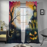 Kate McEnroe New York Sheer 2 - Panel Window Curtains in Haunted House Jack O LanternsWindow CurtainsDG1169874DXH7858D