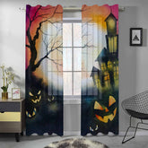 Kate McEnroe New York Sheer 2 - Panel Window Curtains in Haunted House Jack O LanternsWindow CurtainsDG1170259DXH7857D