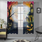 Kate McEnroe New York Sheer 2 - Panel Window Curtains in Haunted House Jack O LanternsWindow CurtainsDG1170264DXH7856D