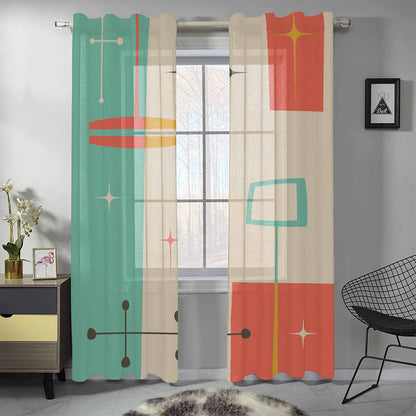 Kate McEnroe New York Sheer 2 - Panel Window Curtains in Mid Century Modern Geometric Abstract PrintWindow CurtainsDG1086389DXH7857D