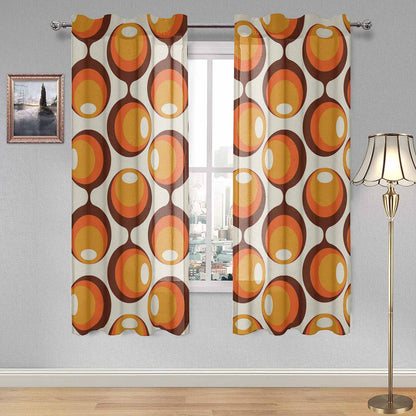 Sheer 2-Panel Window Curtains in Mid Century Modern Geometric Groovy Print