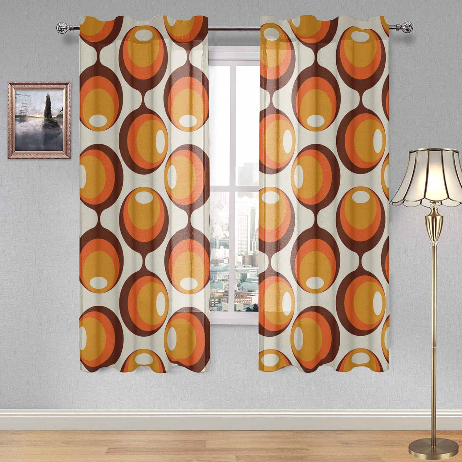 Kate McEnroe New York Sheer 2 - Panel Window Curtains in Mid Century Modern Geometric Groovy PrintWindow CurtainsDG1087260DXH7857D