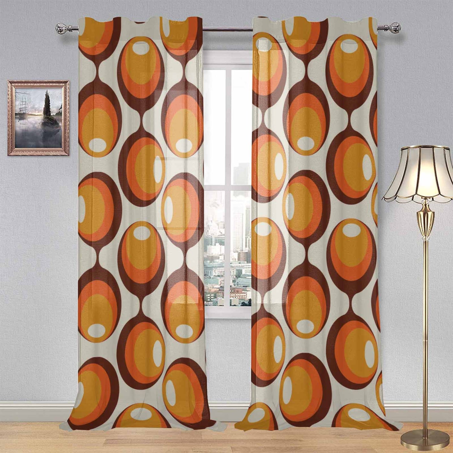 Kate McEnroe New York Sheer 2 - Panel Window Curtains in Mid Century Modern Geometric Groovy PrintWindow CurtainsDG1087267DXH7858D