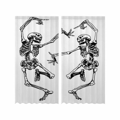 Kate McEnroe New York Sheer 2 - Panel Window Curtains in Monochrome Dancing SkeletonsWindow CurtainsDG1170274DXH7856D