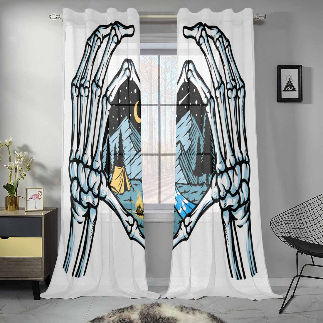 Kate McEnroe New York Sheer 2 - Panel Window Curtains In Skeleton Loves MountainsWindow CurtainsDG1169875DXH7858D