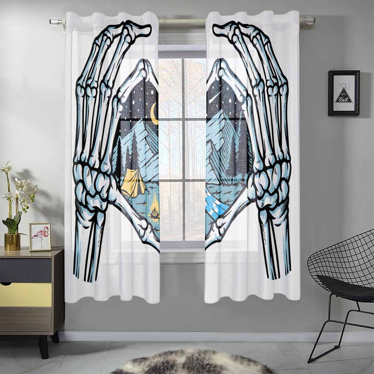 Kate McEnroe New York Sheer 2 - Panel Window Curtains In Skeleton Loves MountainsWindow CurtainsDG1170265DXH7856D