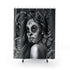 Kate McEnroe New York Shower Curtain in Grey Calavera Day of the Dead Dia De Los Muertos Halloween Skull DesignShower Curtains42211247287697916721