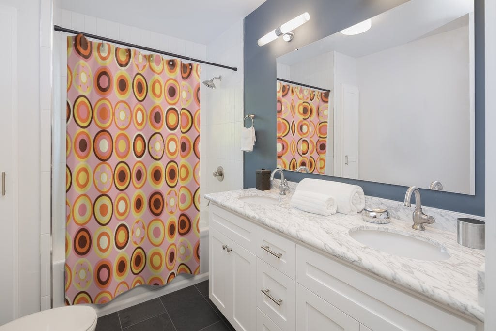 Kate McEnroe New York Shower Curtain in Retro Circles Mid Century Modern Design Home Decor 71&quot; × 74&quot; 30994271259616560452