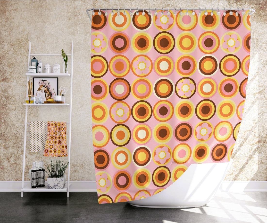 Kate McEnroe New York Shower Curtain in Retro Circles Mid Century Modern DesignShower Curtains30994271259616560452