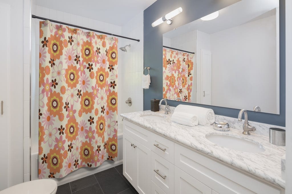 Kate McEnroe New York Shower Curtain in Retro Mid Century Modern Floral Home Decor 71&quot; × 74&quot; 33934821644696422077