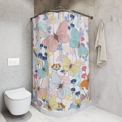 Kate McEnroe New York Shower Curtain with Pastel Watercolor Butterfly and FlowersShower Curtains23339989274096003114