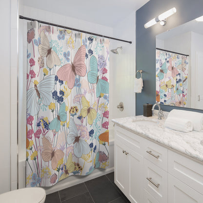 Kate McEnroe New York Shower Curtain with Pastel Watercolor Butterfly and FlowersShower Curtains23339989274096003114