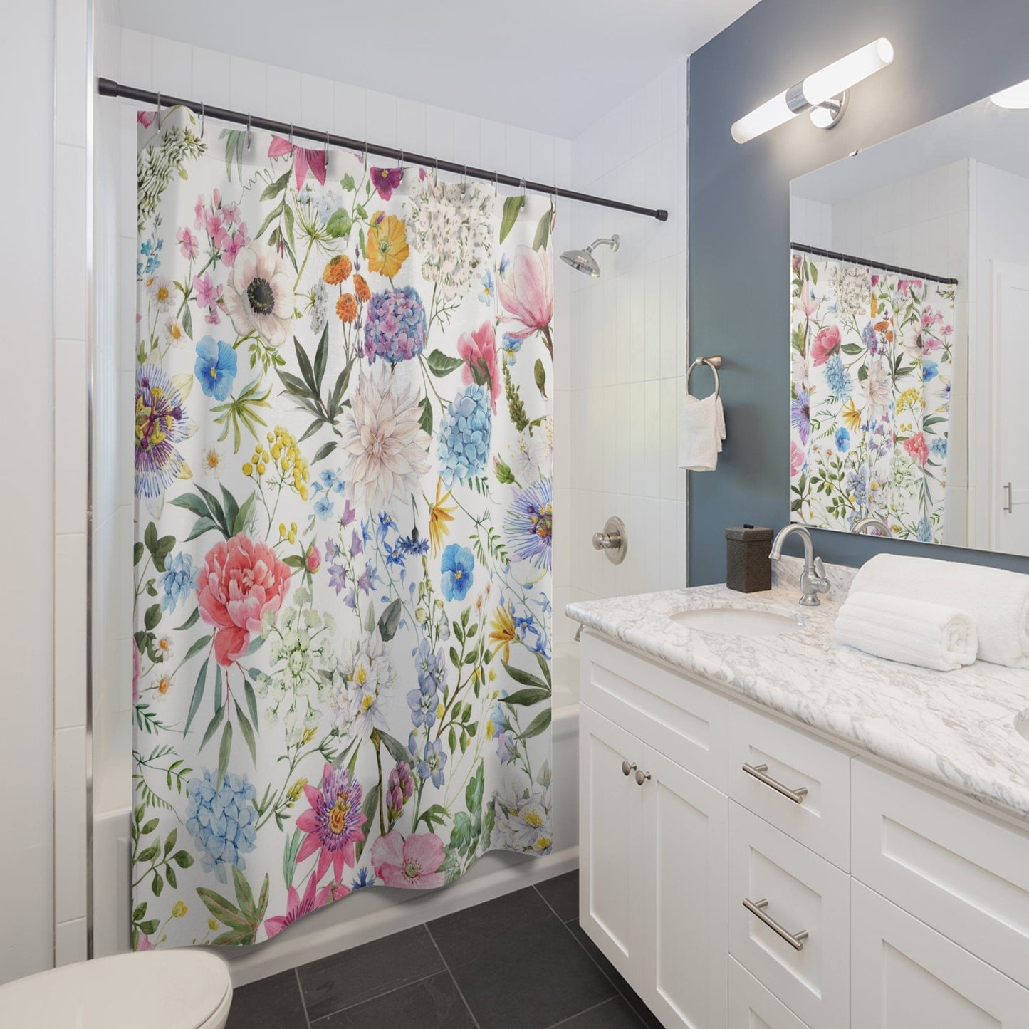 Kate McEnroe New York Shower Curtains in Watercolor Spring Florals Shower Curtains 71" × 74" 12711726279854579553