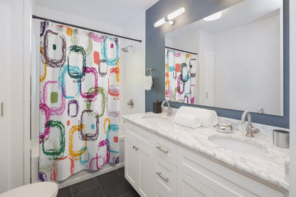 Kate McEnroe New York Shower Curtains with Colorful Retro Abstract SquaresShower Curtains30065708722120724201