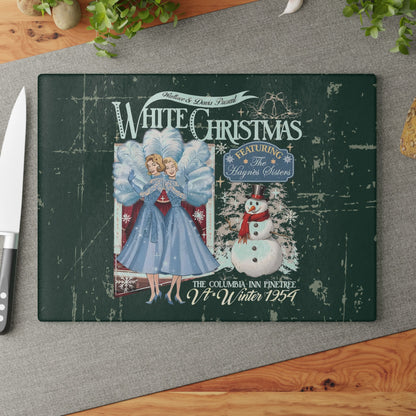 Kate McEnroe New York Sister Sister White Christmas Haynes Sisters Glass Cutting Board, Wallace And Davis Retro 1954 Movie Kitchen DecorCutting Boards11041184174122332395