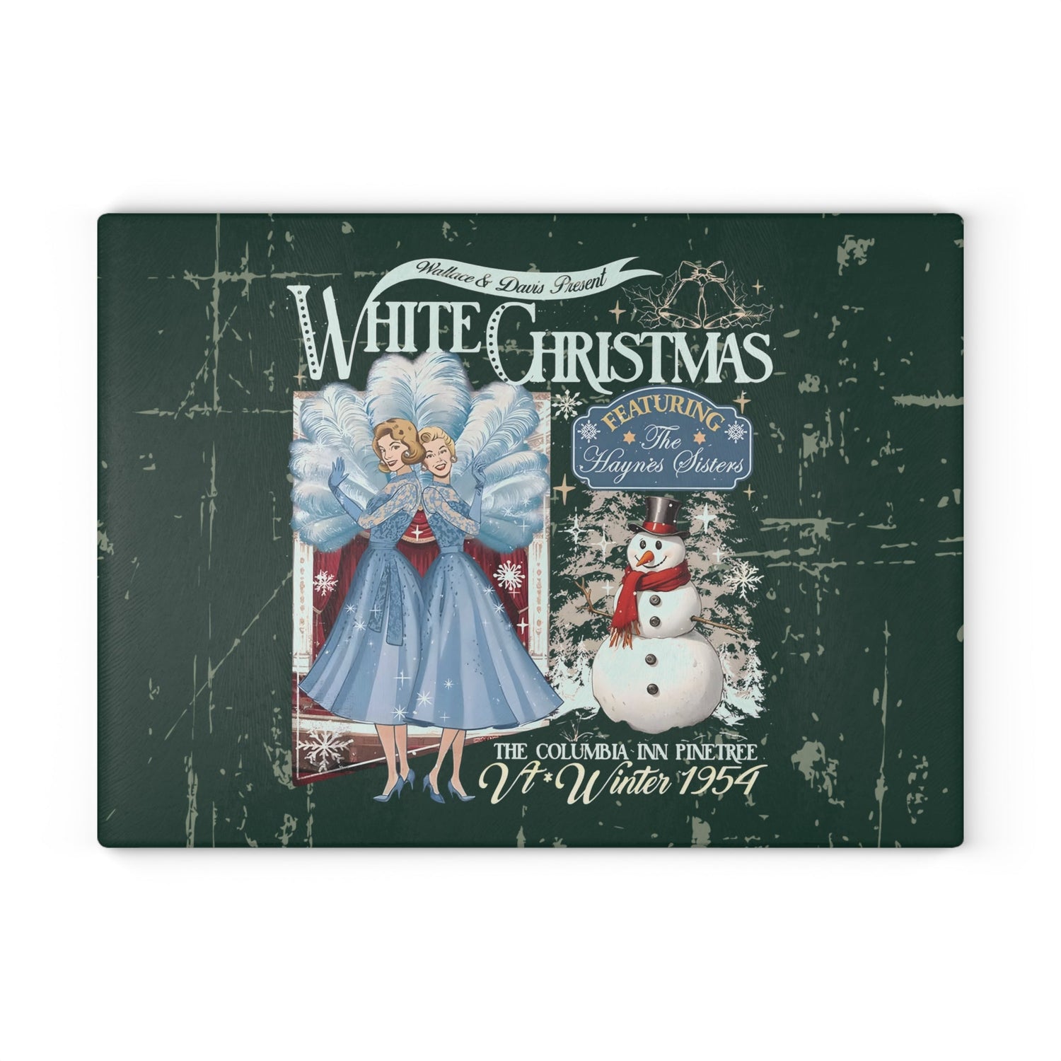 Kate McEnroe New York Sister Sister White Christmas Haynes Sisters Glass Cutting Board, Wallace And Davis Retro 1954 Movie Kitchen DecorCutting Boards31528370387913016032