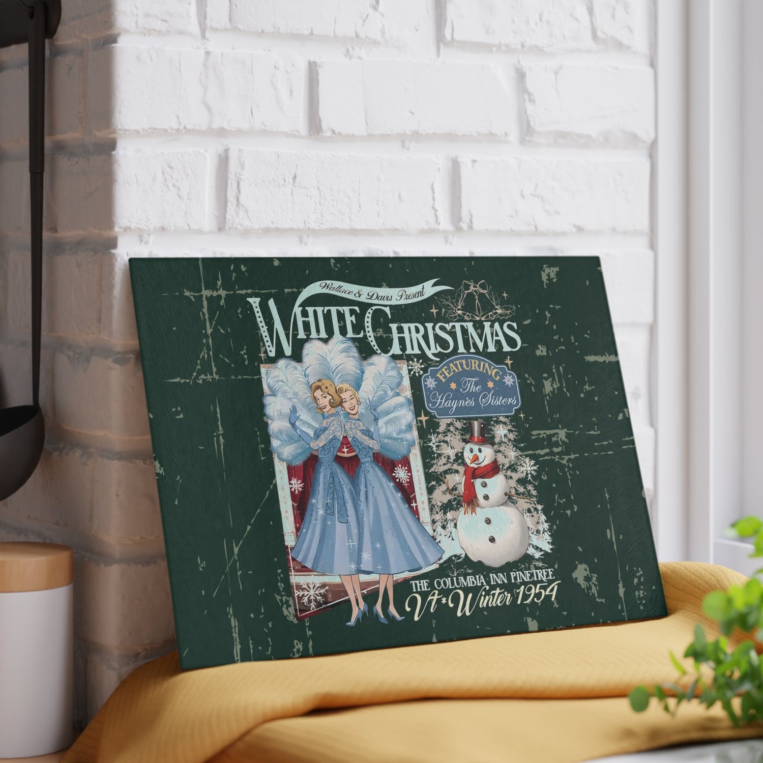 Kate McEnroe New York Sister Sister White Christmas Haynes Sisters Glass Cutting Board, Wallace And Davis Retro 1954 Movie Kitchen DecorCutting Boards31528370387913016032