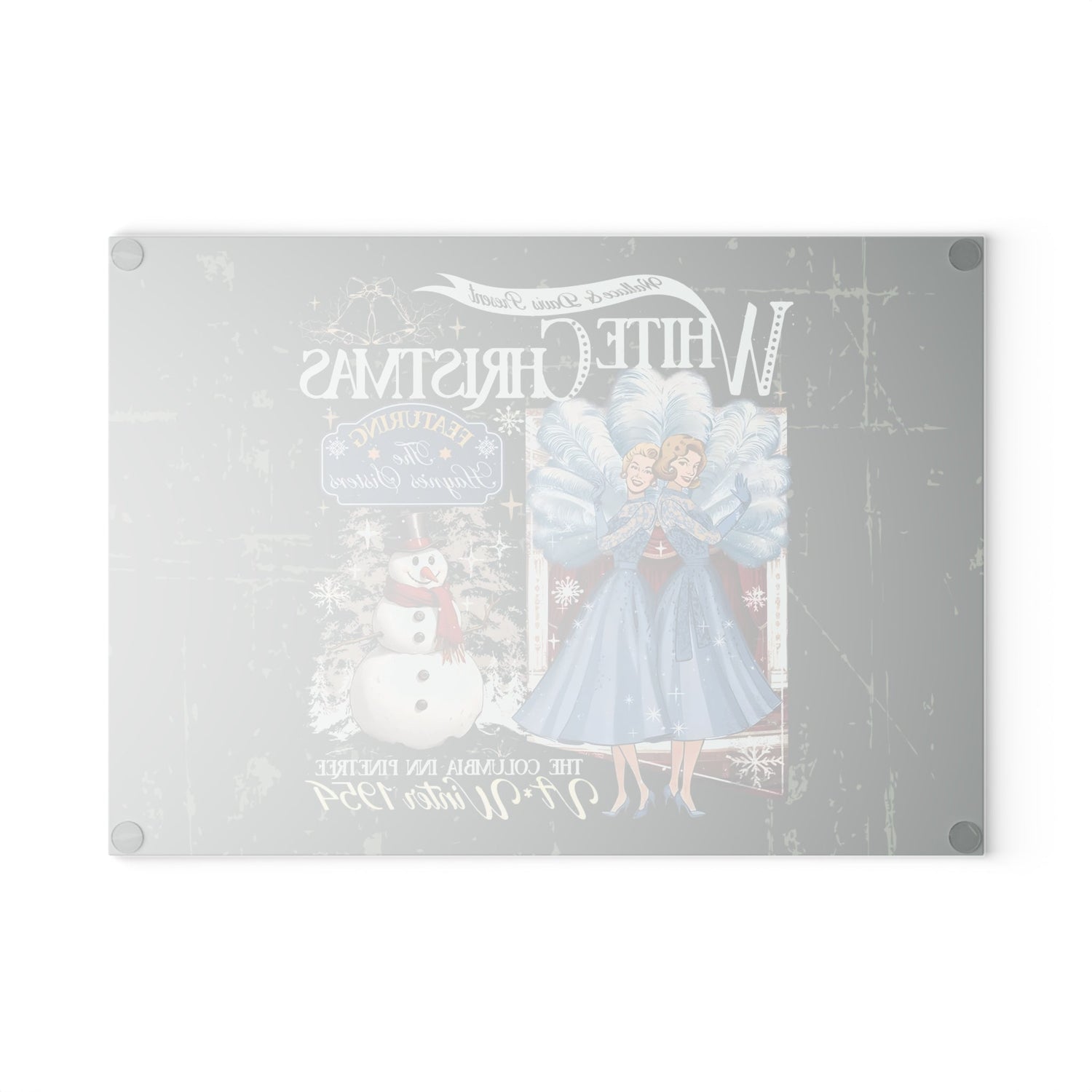 Kate McEnroe New York Sister Sister White Christmas Haynes Sisters Glass Cutting Board, Wallace And Davis Retro 1954 Movie Kitchen DecorCutting Boards31528370387913016032