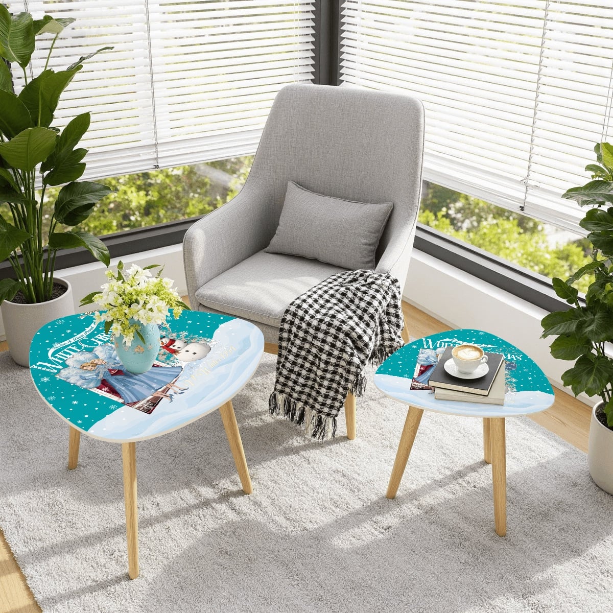 Kate McEnroe New York Sister Sister White Christmas Nesting Tables, Featuring Wallace and Davis, Haynes SistersNesting Tables3UF9Hra2jM