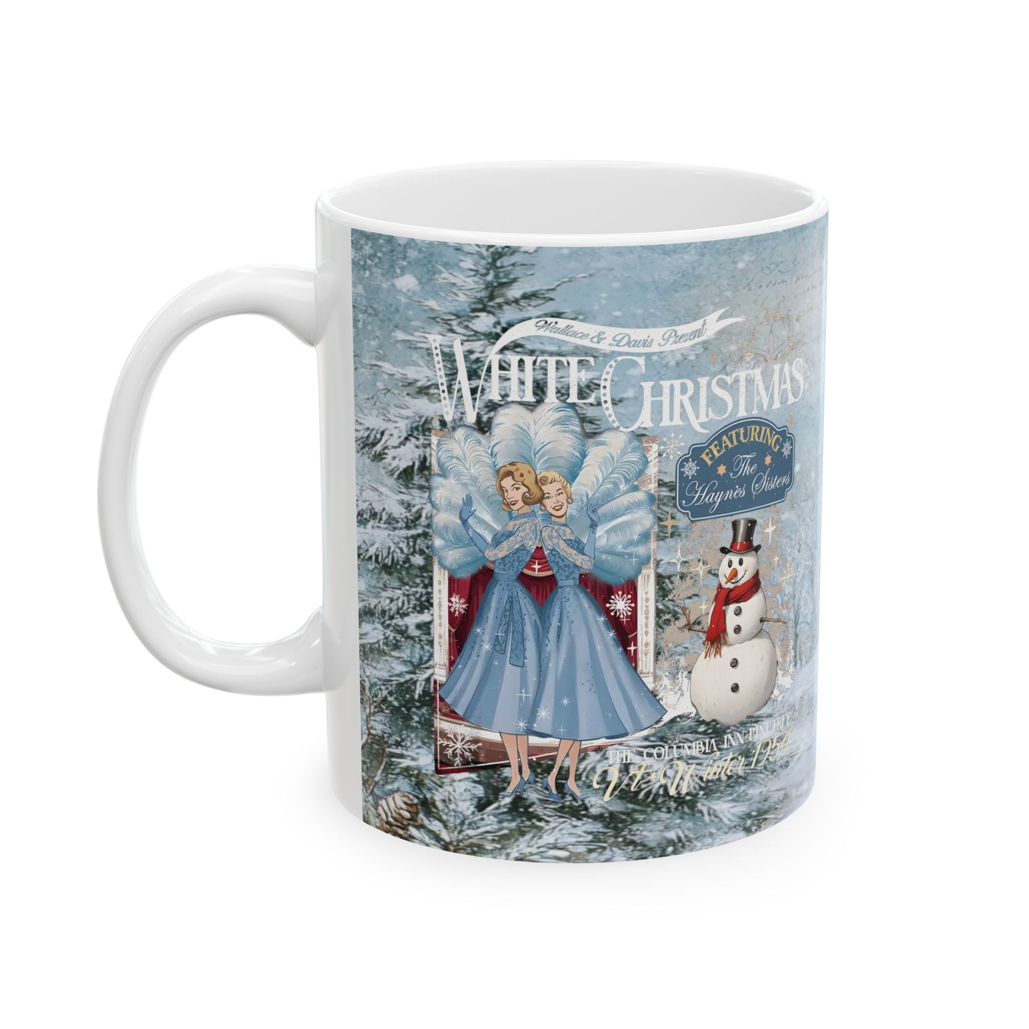 Kate McEnroe New York Sisters Sisters White Christmas Mug, Wallace And Davis Haynes Sisters, Classic Holiday Movie Coffee Cup, Vintage Style Christmas GiftMugs91811489039063715058