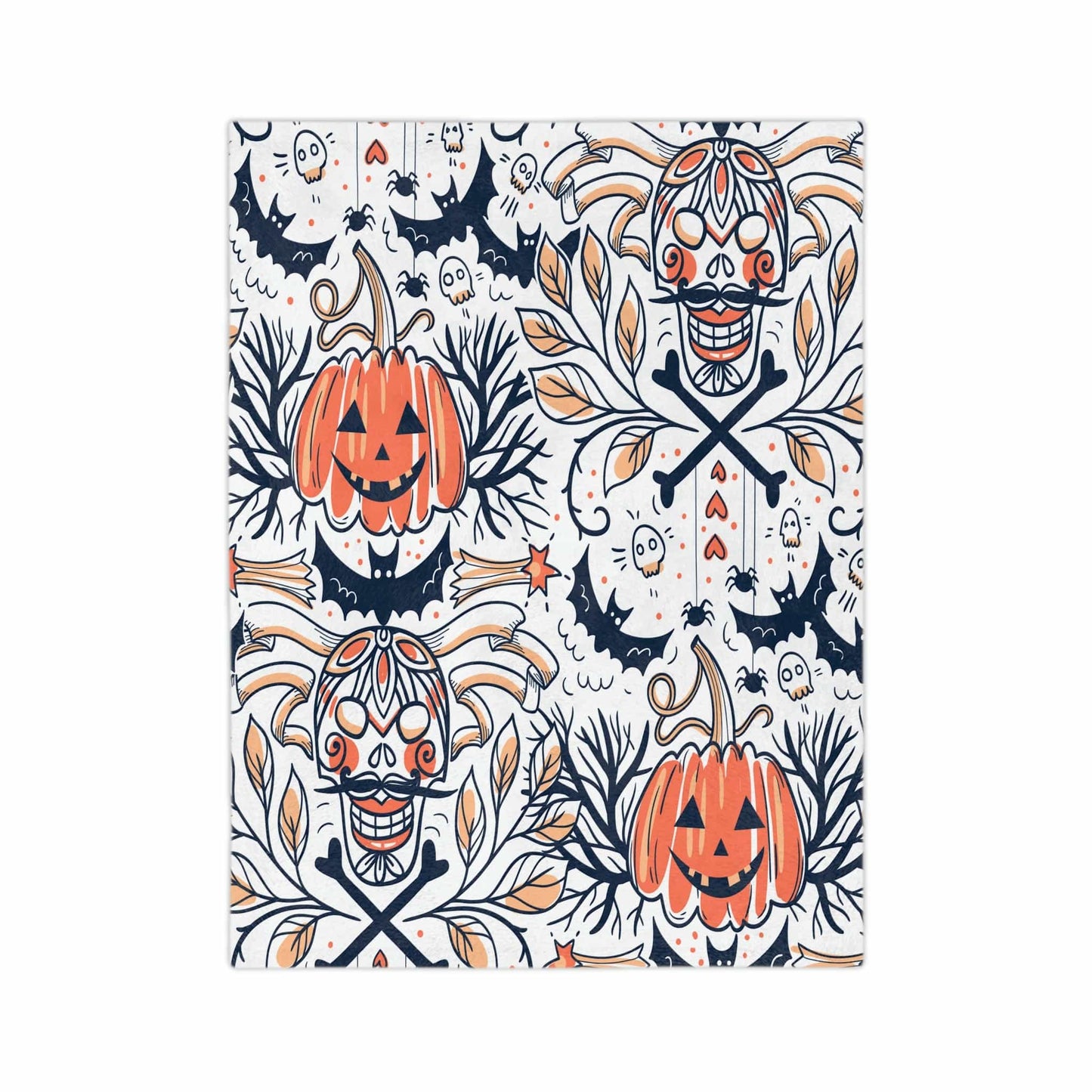 Kate McEnroe New York Skull and Pumpkin Halloween Bats Spiders Spooky Skeleton Throw Blanket Blankets 40" × 30" 19172603538035206005