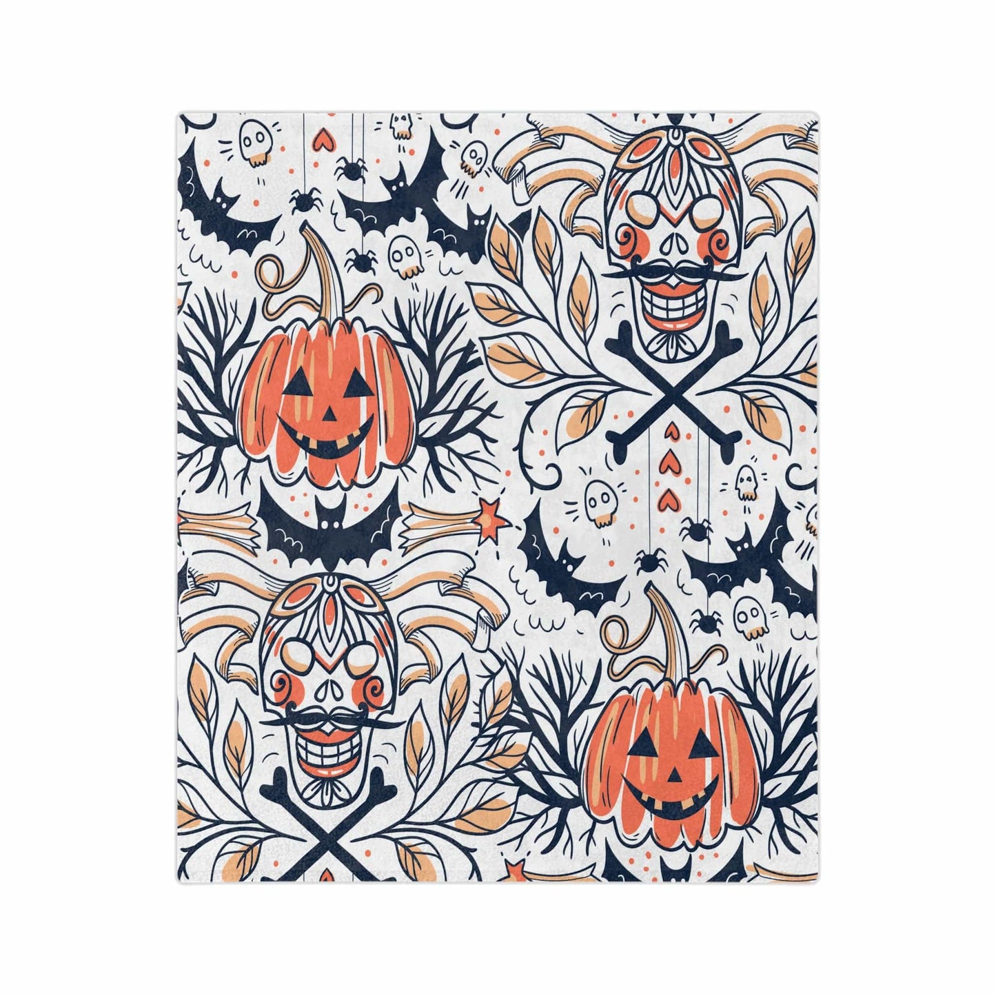 Kate McEnroe New York Skull and Pumpkin Halloween Bats Spiders Spooky Skeleton Throw Blanket Blankets 60" × 50" 13944187307315671295