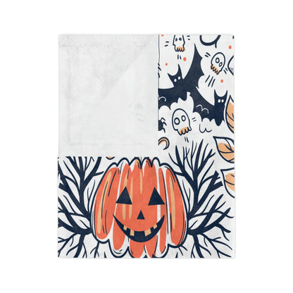 Kate McEnroe New York Skull and Pumpkin Halloween Bats Spiders Spooky Skeleton Throw BlanketBlankets19172603538035206005