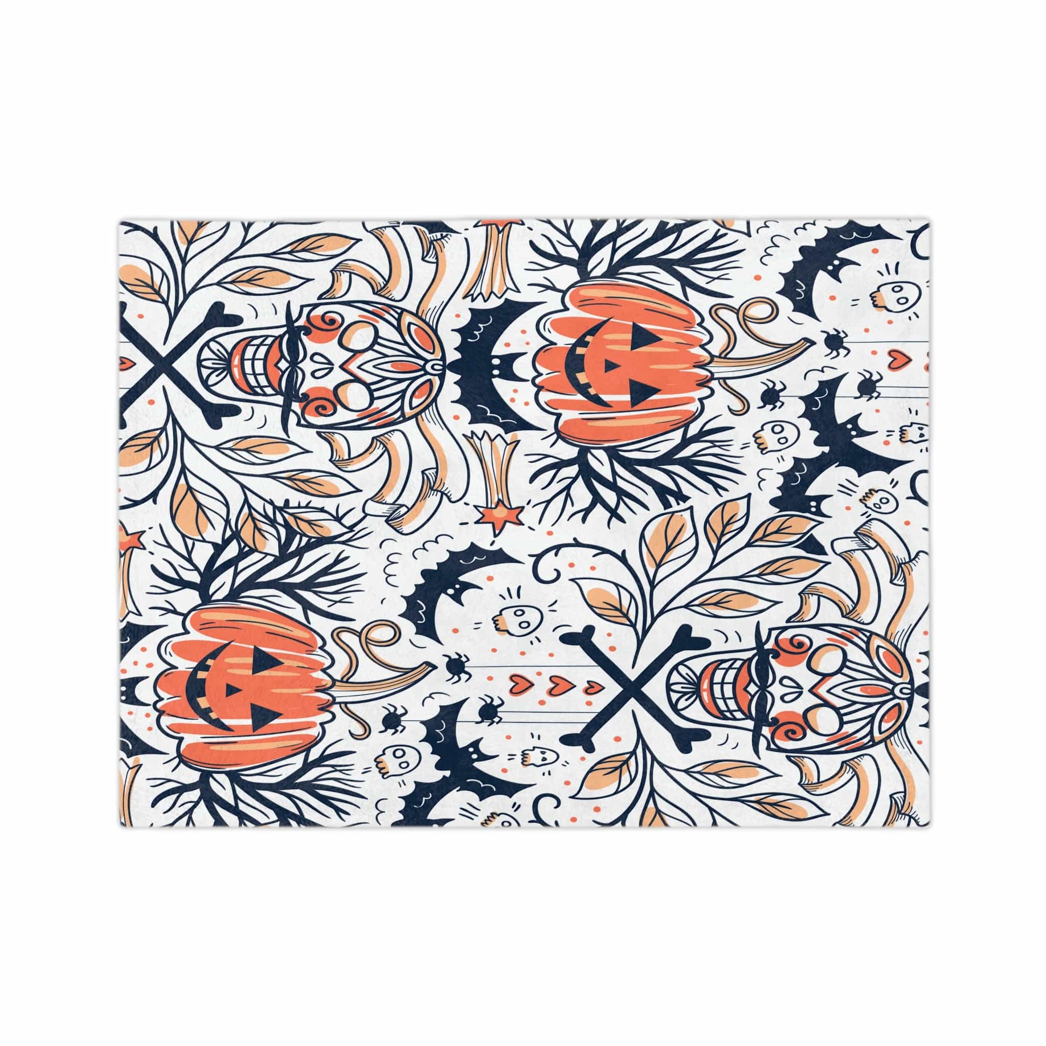 Kate McEnroe New York Skull and Pumpkin Halloween Bats Spiders Spooky Skeleton Throw BlanketBlankets22054021057592369852