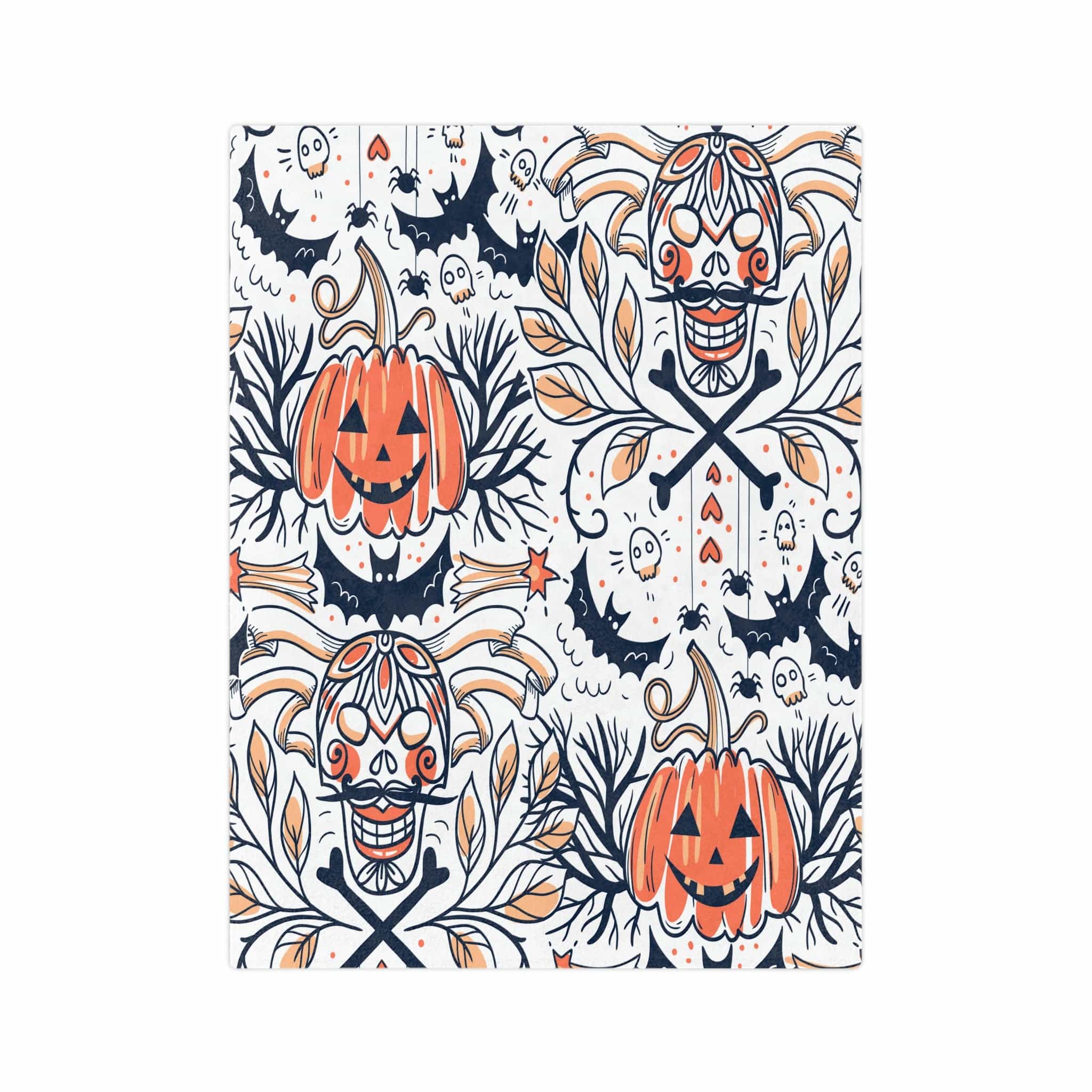 Kate McEnroe New York Skull and Pumpkin Halloween Bats Spiders Spooky Skeleton Throw BlanketBlankets22054021057592369852