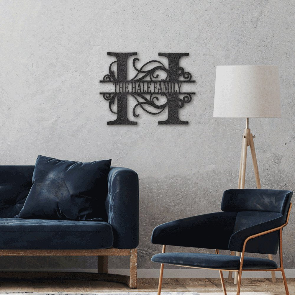 Kate McEnroe New York Split Letter Monogram Metal Wall ArtMetal Wall ArtMU - C017 - 00 - 12 - Black - Mild Steel - 0.06 - 1