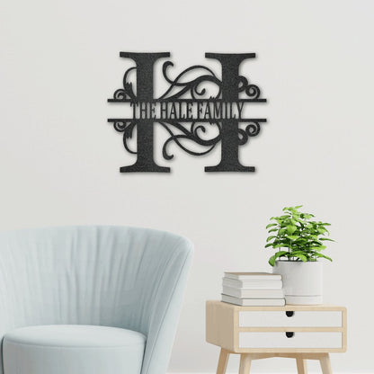 Kate McEnroe New York Split Letter Monogram Metal Wall ArtMetal Wall ArtMU - C017 - 00 - 12 - Black - Mild Steel - 0.06 - 1