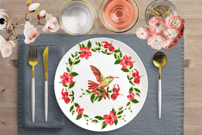 Kate McEnroe New York Spring Floral Hummingbird Dinner Plate Set Plates