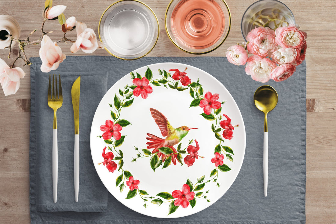 Kate McEnroe New York Spring Floral Hummingbird Dinner Plate SetPlates9820SINGLE