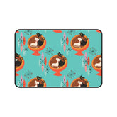 Kate McEnroe New York Sputnik Atomic Cat Desk Mat, Mid Century Modern Aqua Blue, Orange Retro Office AccessoriesDesk Pads29881806802002010443