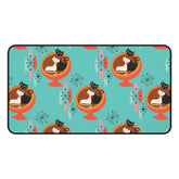 Kate McEnroe New York Sputnik Atomic Cat Desk Mat, Mid Century Modern Aqua Blue, Orange Retro Office AccessoriesDesk Pads29881806802002010443