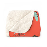 Kate McEnroe New York Sputnik Atomic Cat Sherpa Fleece Blanket, Retro Mid Century DecorBlankets33953793690778550924