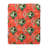 Kate McEnroe New York Sputnik Atomic Cat Sherpa Fleece Blanket, Retro Mid Century DecorBlankets33953793690778550924