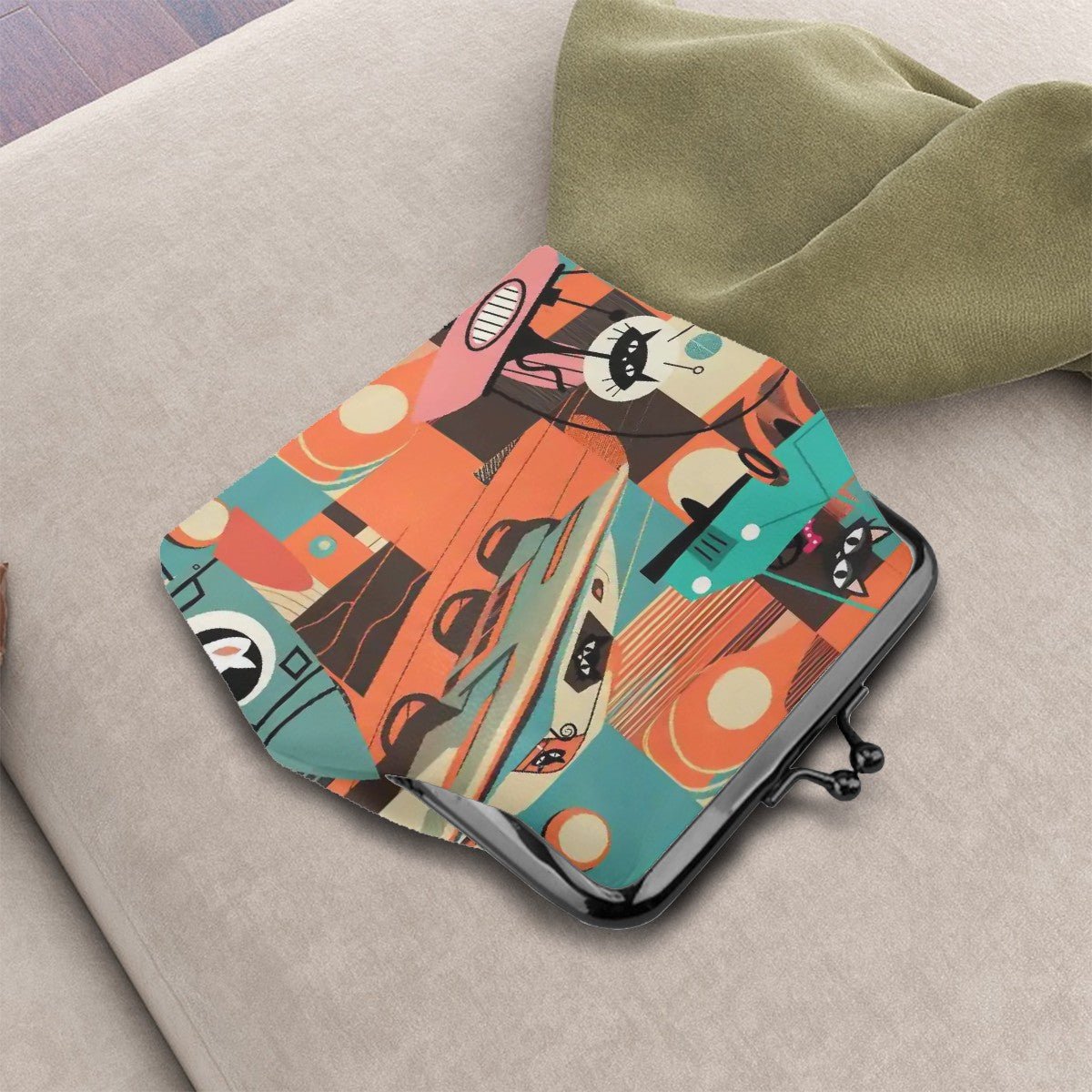 Kate McEnroe New York Sputnik Atomic Kitsch Cat Coin Purse, Mid Century Modern Space Age WalletCoin PursesNq8sqWsq9k