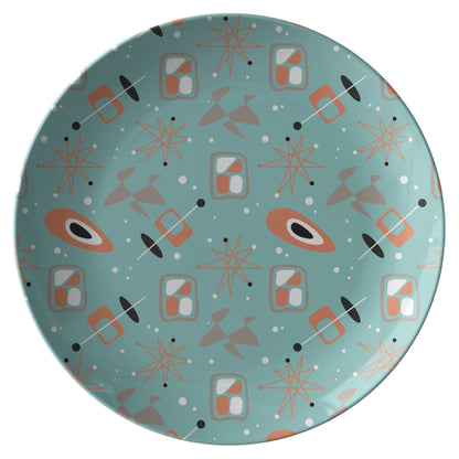 Kate McEnroe New York Sputnik Atomic Starburst Dinner Plate, Mid Century Modern Space Age Dinnerware Plates