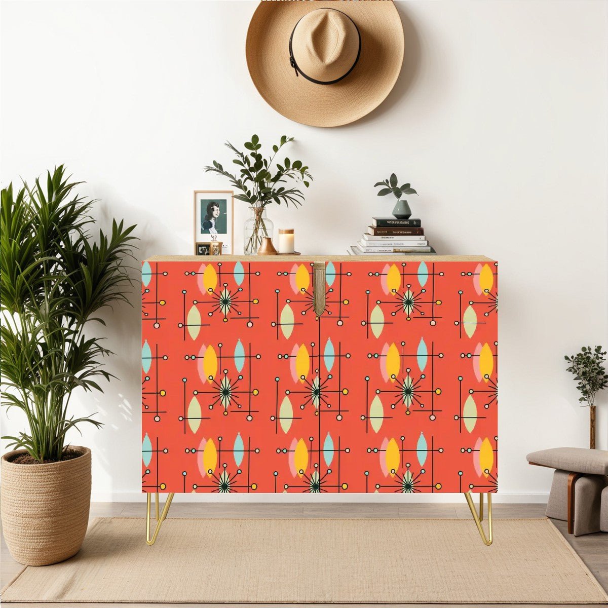 Kate McEnroe New York Sputnik Mid Mod Storage Cabinet, 50s Retro Starburst Credenza, Atomic Space Age SideboardStorage Cabinetslp7MfCpqIc