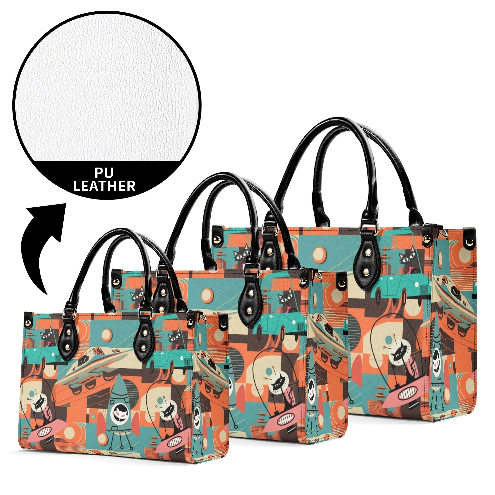 Kate McEnroe New York Sputnik Space Age Atomic Cat Handbag, Mid Century Modern Retro Futuristic Satchel, 50s Kitsch Rocket PurseHandbagsWDX3LO5N - 1