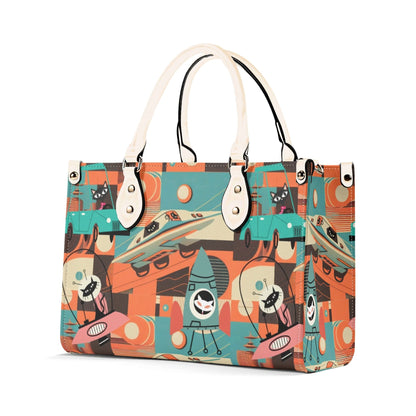 Kate McEnroe New York Sputnik Space Age Atomic Cat Handbag, Mid Century Modern Retro Futuristic Satchel, 50s Kitsch Rocket PurseHandbagsWDX3LO5N - 1