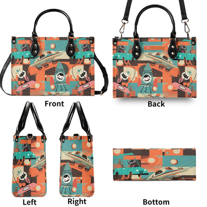 Kate McEnroe New York Sputnik Space Age Atomic Cat Handbag, Mid Century Modern Retro Futuristic Satchel, 50s Kitsch Rocket PurseHandbagsWDX3LO5N - 4