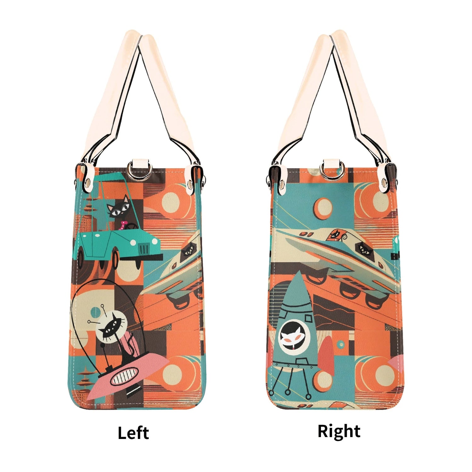 Kate McEnroe New York Sputnik Space Age Atomic Cat Handbag, Mid Century Modern Retro Futuristic Satchel, 50s Kitsch Rocket PurseHandbagsWDX3LO5N - 4