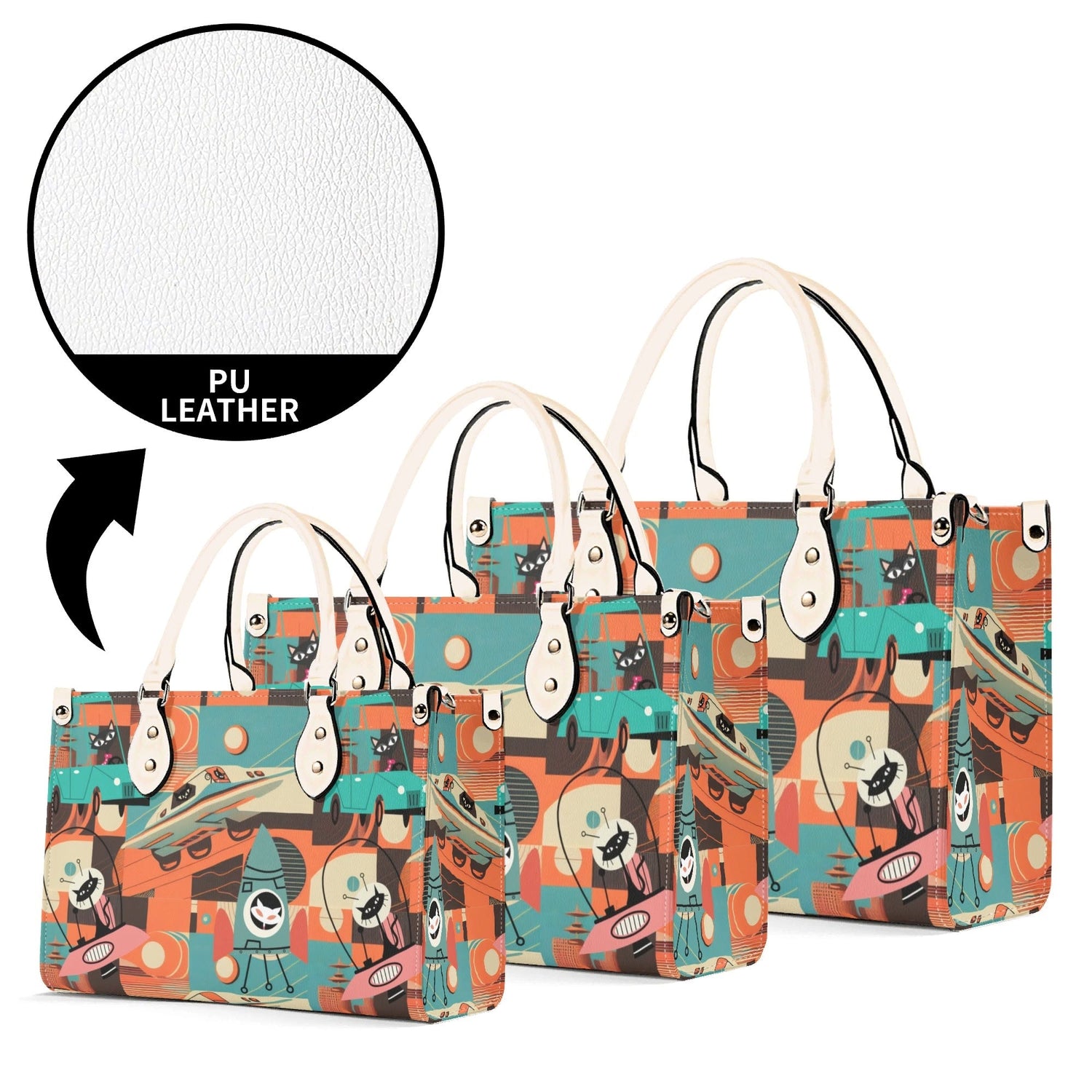 Kate McEnroe New York Sputnik Space Age Atomic Cat Handbag, Mid Century Modern Retro Futuristic Satchel, 50s Kitsch Rocket PurseHandbagsWDX3LO5N - 4