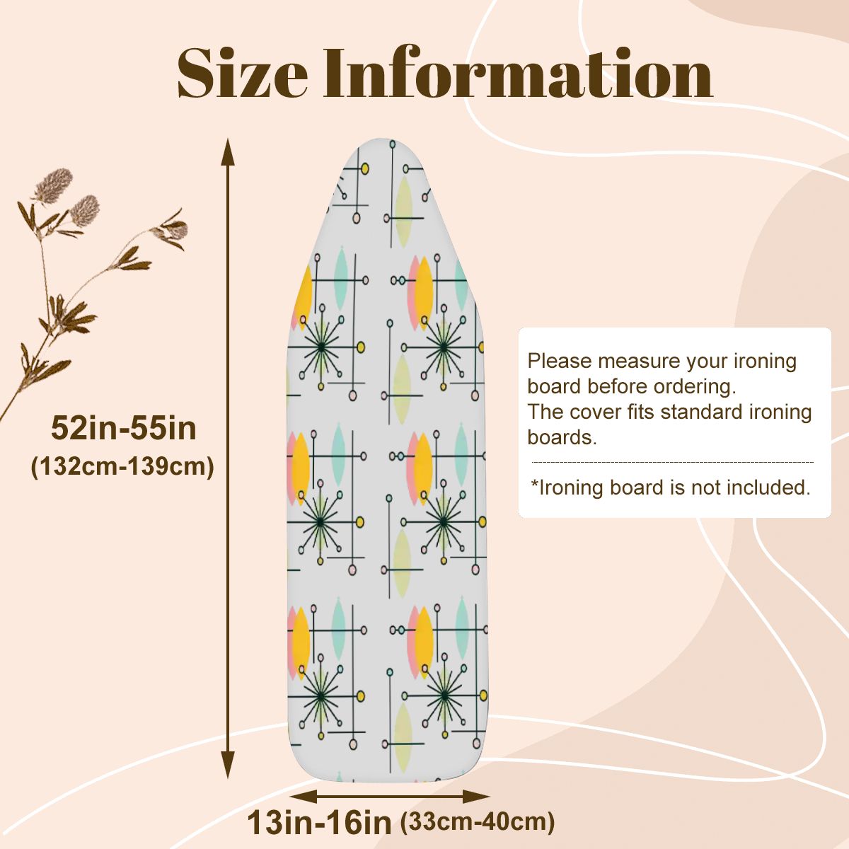 Kate McEnroe New York Sputnik Starburst Ironing Board Cover, Mid Century Modern StyleIroning Board CoversJAmeichwk9