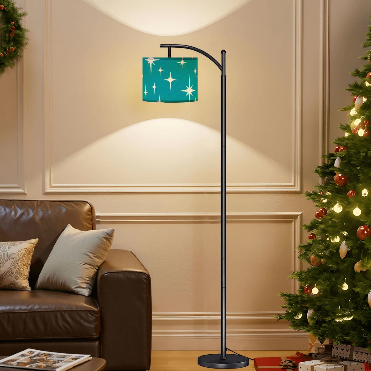 Kate McEnroe New York Starburst Arc Floor Lamp, Mid Century Modern Teal Retro LightingArc Floor LampszO91NsGNyx