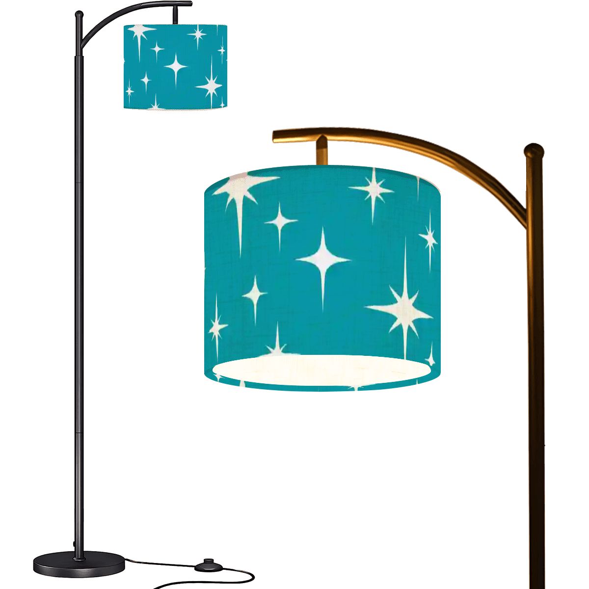 Kate McEnroe New York Starburst Arc Floor Lamp, Mid Century Modern Teal Retro LightingArc Floor LampszO91NsGNyx