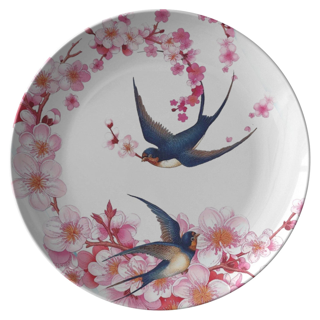 Kate McEnroe New York Swallows in Pink Cherry Blossoms Dinner Plate Plates Set of Four P20-SWA-CBL-B4