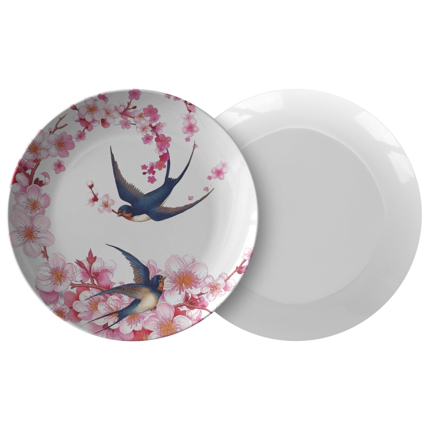 Kate McEnroe New York Swallows in Pink Cherry Blossoms Dinner Plate Plates Set of Two P20-SWA-CBL-B2